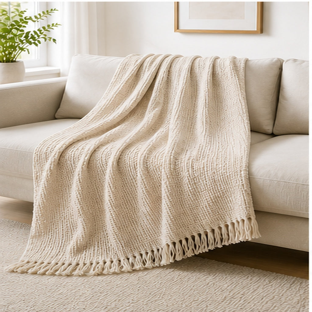 Textured Cotton Throw Blanket