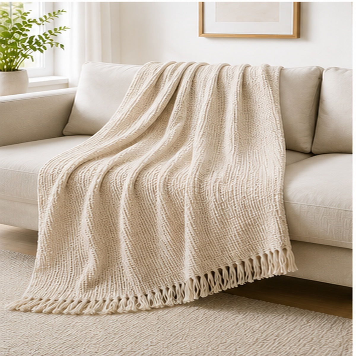 Textured Cotton Throw Blanket