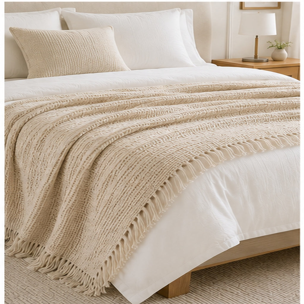 Textured Cotton Throw Blanket