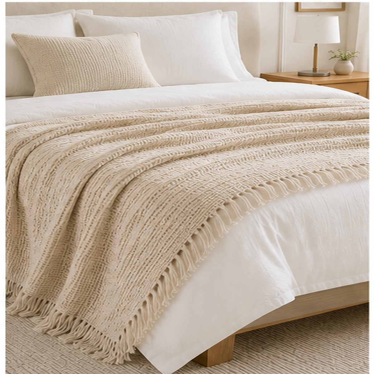 Textured Cotton Throw Blanket